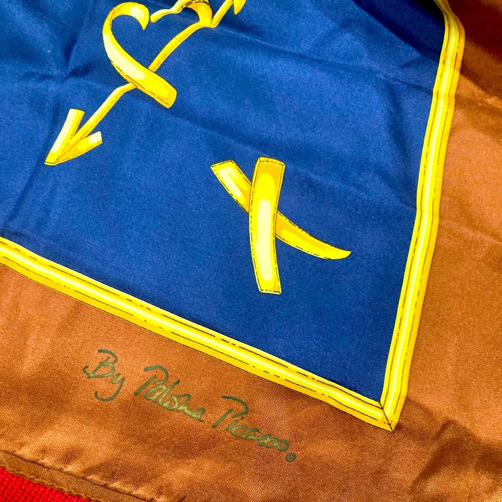 Vintage PALOMA PICASSO X & Heart SILK SCARF, ITALY